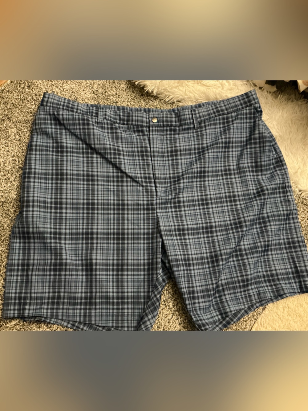 🔥 Callaway Golf Shorts Men 48B Blue Gray Plaid Performance Stretch Big & Tall